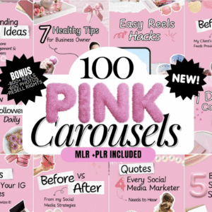 100 Aesthetic Pink Carousel Canva Templates | Resell Rights Included