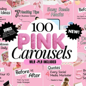 100 Aesthetic Pink Carousel Canva Templates | Resell Rights Included