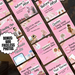 100 Aesthetic Pink Carousel Canva Templates | Resell Rights Included