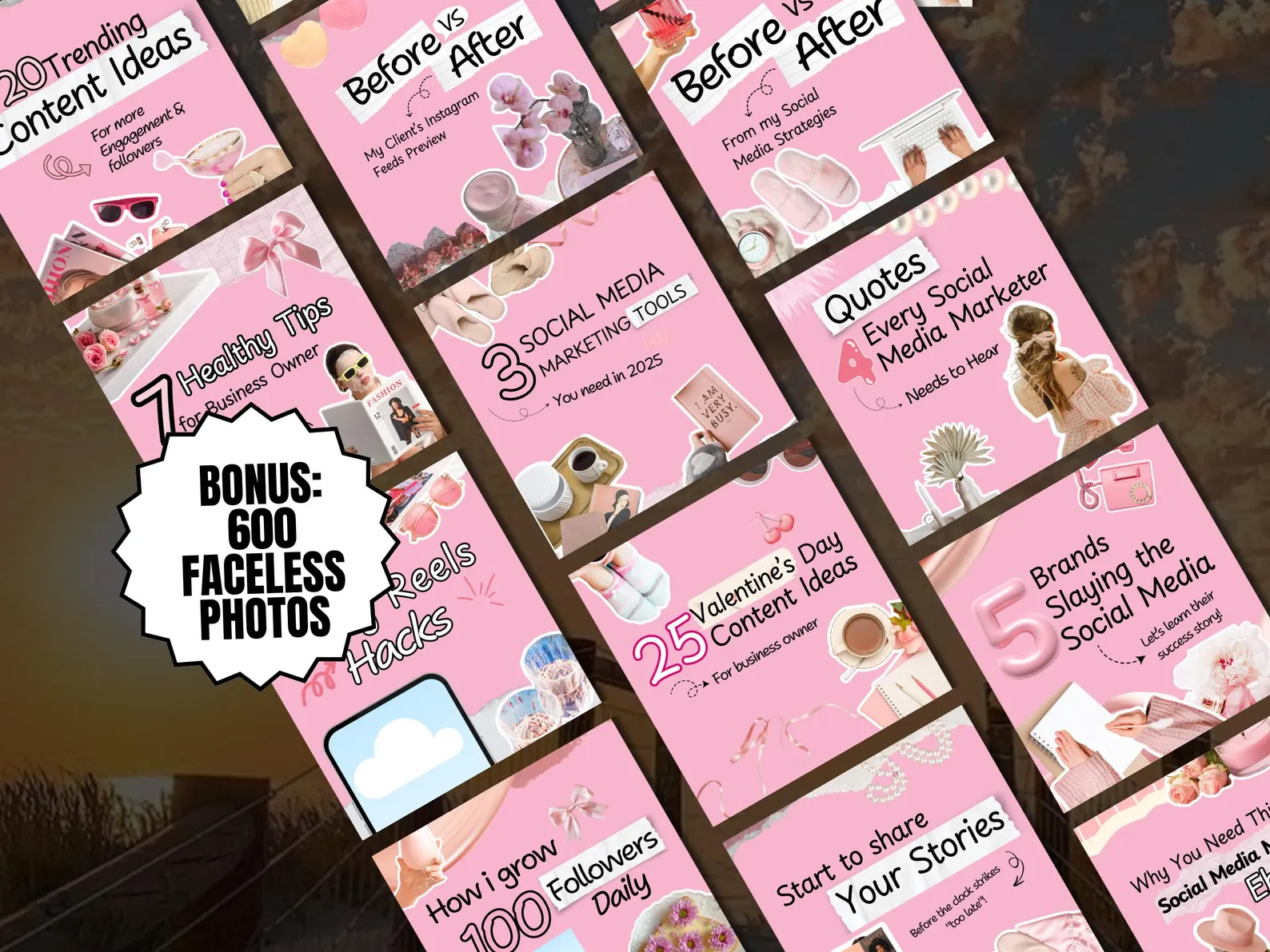 100 Aesthetic Pink Carousel Canva Templates | Resell Rights Included - Image 6