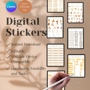 Editable Aesthetic Canva Stickers | PLR Digital Icons | Commercial Use Included | “That Girl” Style