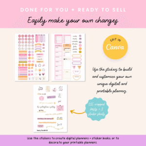 135 Colorful Daily Digital Stickers | Canva Editable | PLR & Master Resell Rights | iPad Sticker Sheets