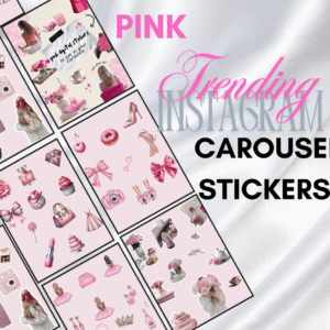 Viral Pink Instagram Carousel Stickers | Canva Templates + MRR & PLR