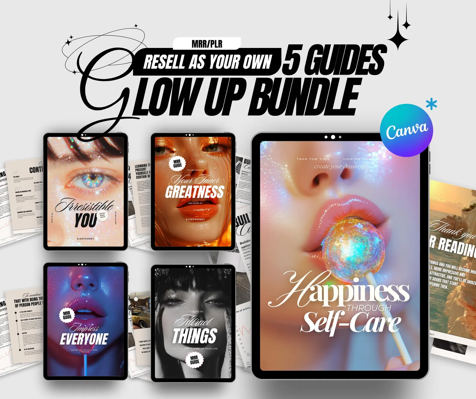 5 Done-for-You PLR Guides | MRR Glow Up Bundle | Self-Improvement, Personal Growth