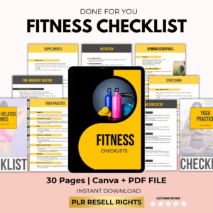Fitness Checklist Printable with PLR Resell Rights